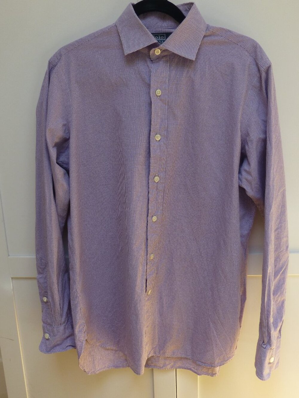 Polo by Ralph Lauren Regent Mens Shirt Purple White Long Sleeve Button Up Size 1